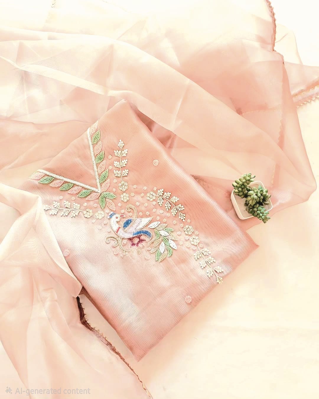 Pure Organza unstitched Suit With Zardozi Work Dupatta