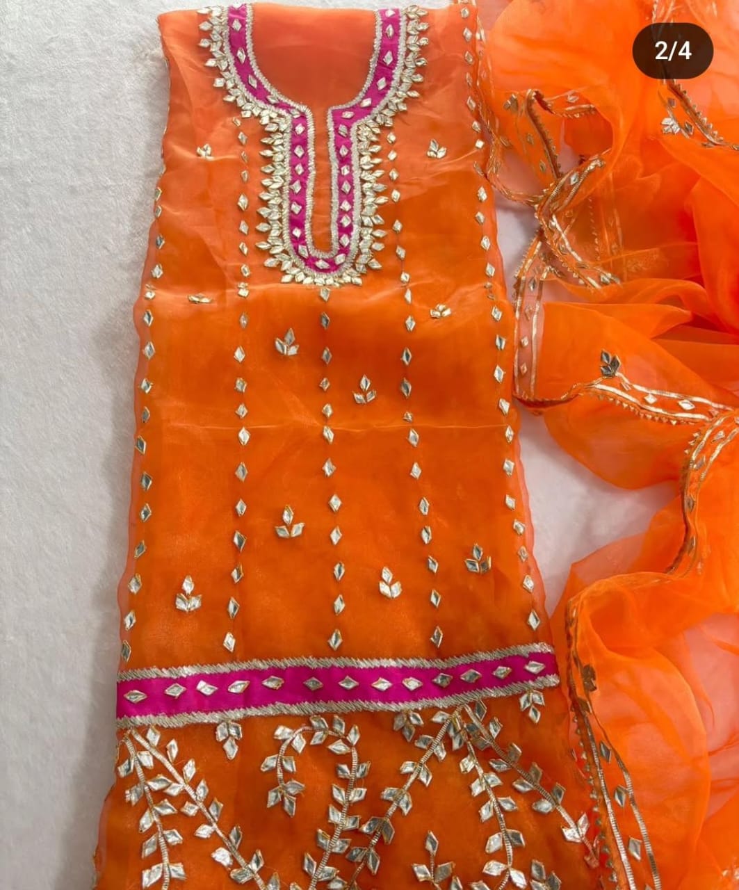 Pure Organza unstitched Suit With Zardozi Work Dupatta