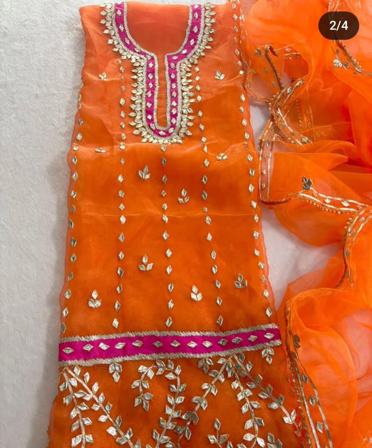 Pure Organza unstitched Suit With Zardozi Work Dupatta