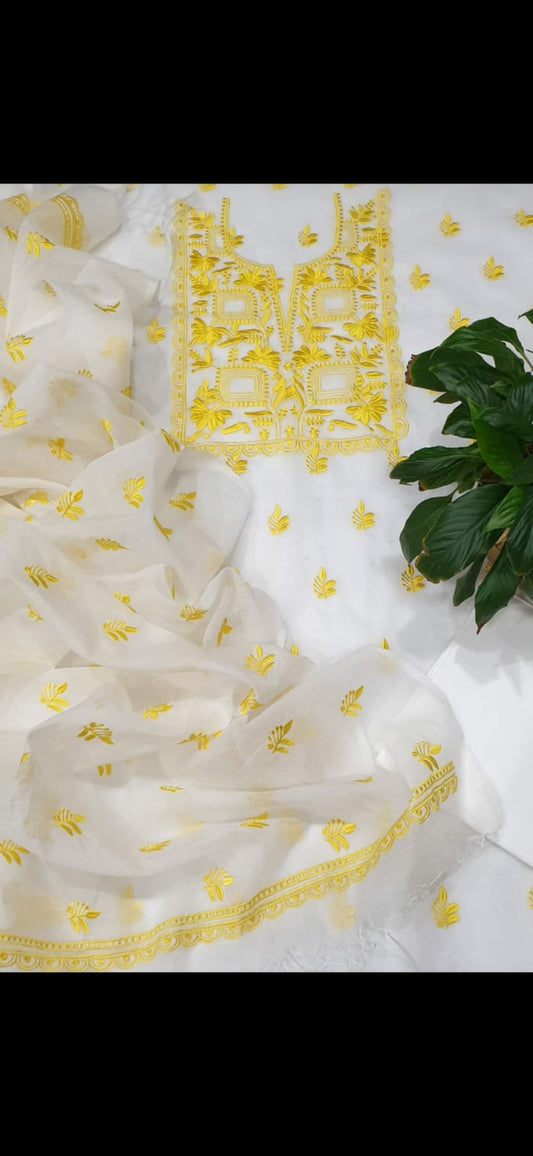 Pure Kota Doriya Suit With Embroidery Work Unstitched Suit