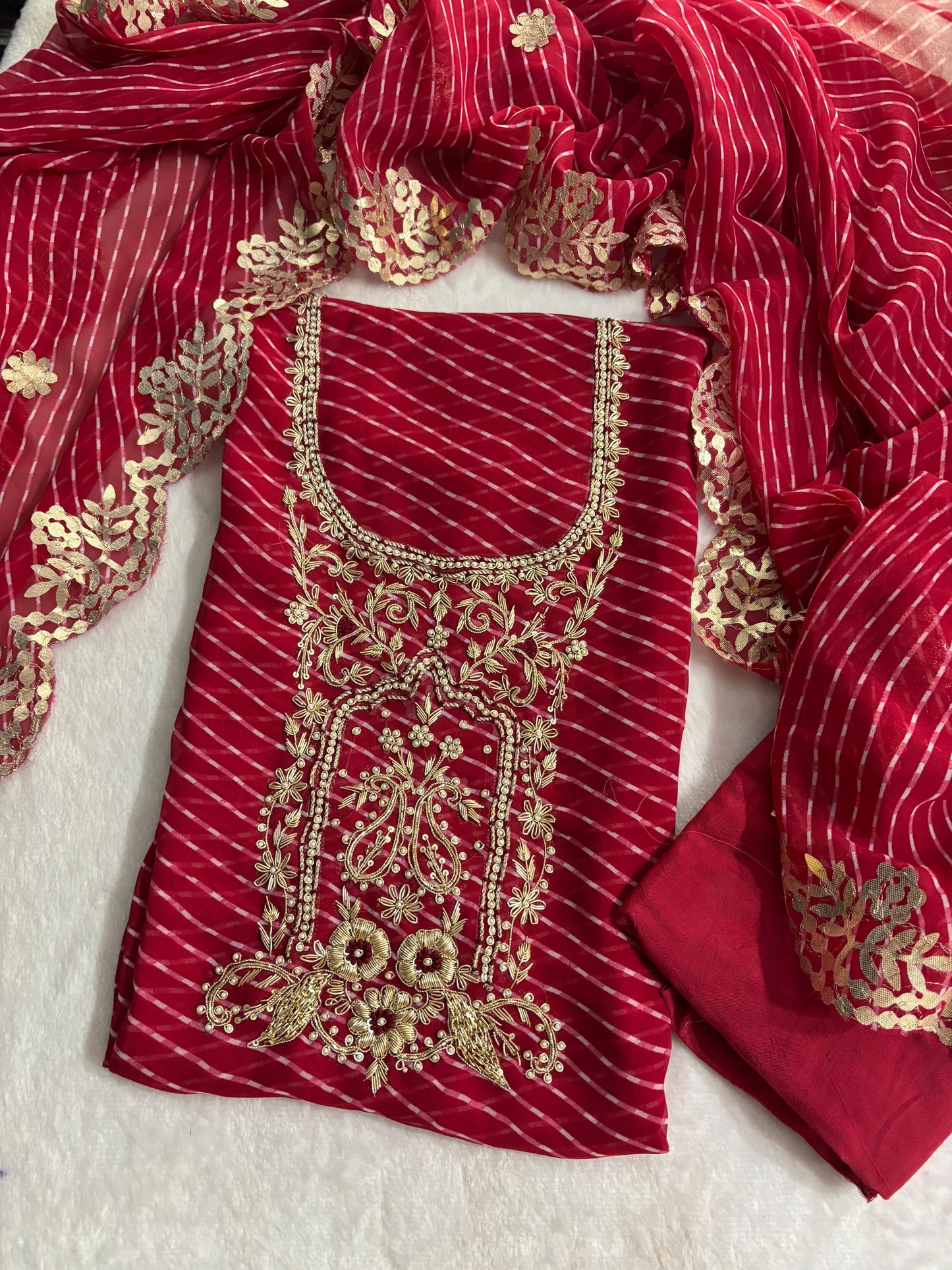 Pure Soft Georgette unstitched suit Zardogi Work With Dupatta