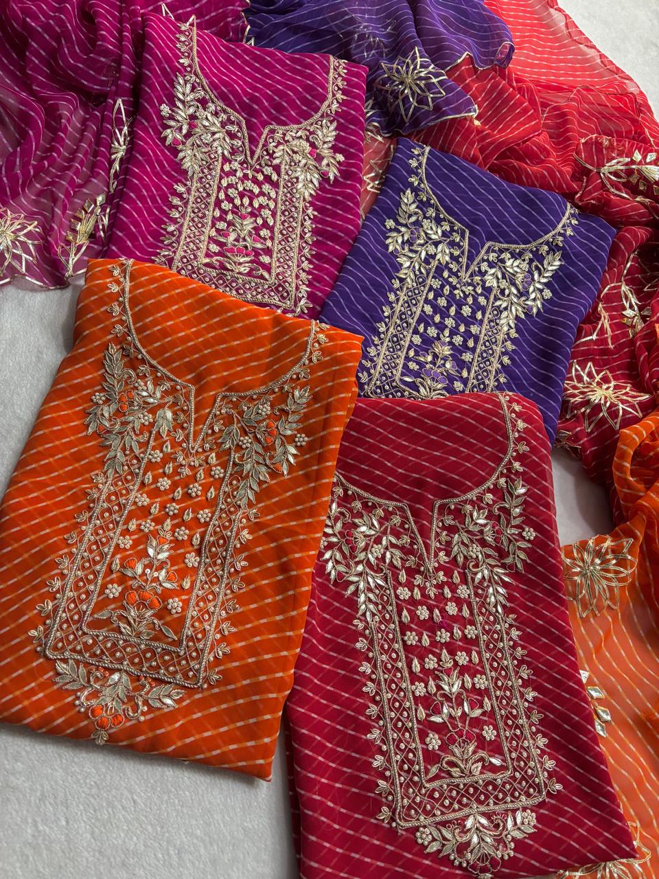 Pure Soft Georgette unstitched suit Zardogi Work With Dupatta