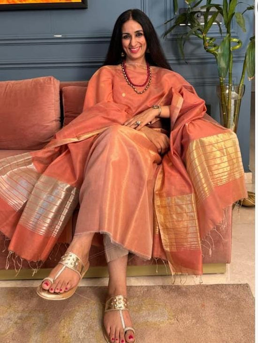 Pure Maheswari Silk Cotton Handwoven Unstitch Suit