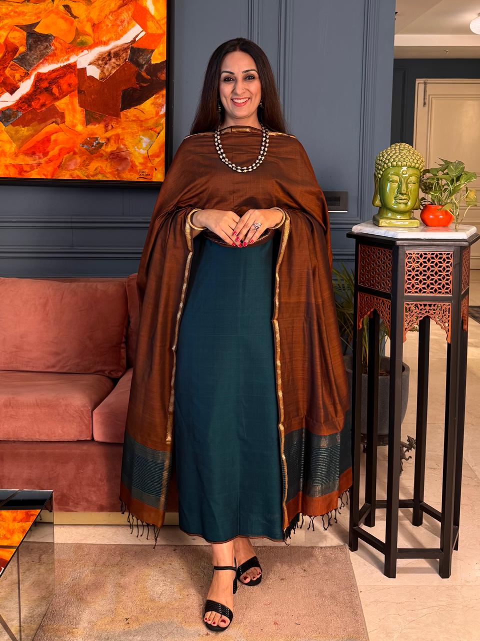 Pure Maheswari Silk Cotton Handwoven Unstitch Suit