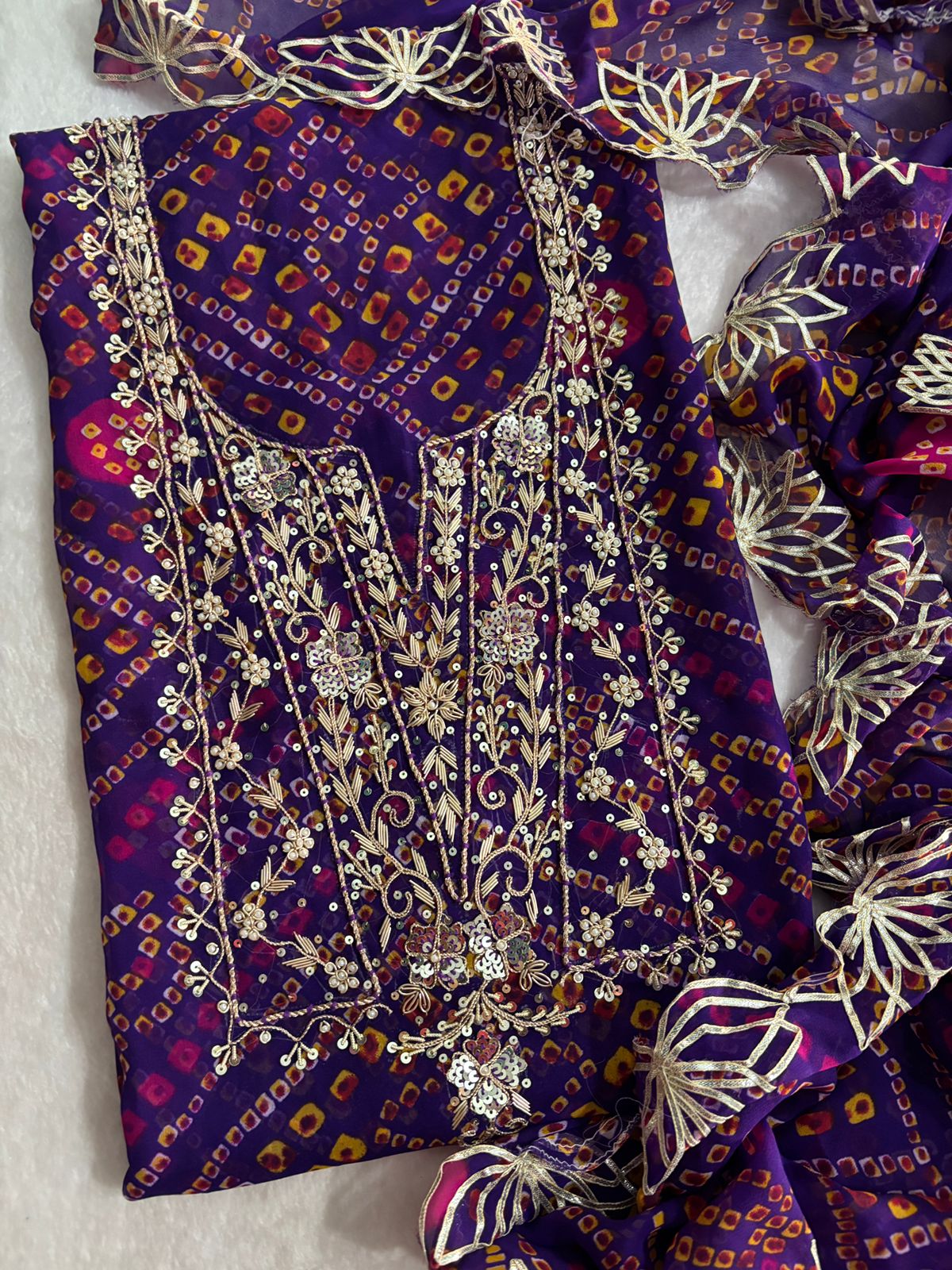 Pure Soft Georgette unstitched suit Zardogi Work With Dupatta