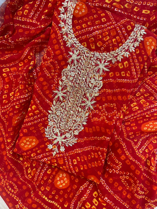 Pure Soft Georgette unstitched suit Zardogi Work With Dupatta