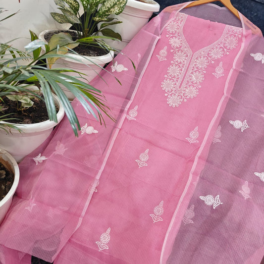 Pure Kota Doriya unstitched suit with embroidery work
