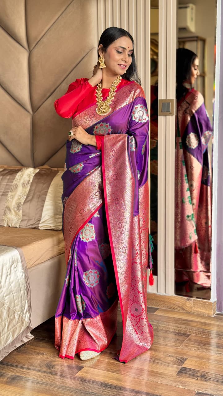 Banarasi Soft Silk Saree With Blouse