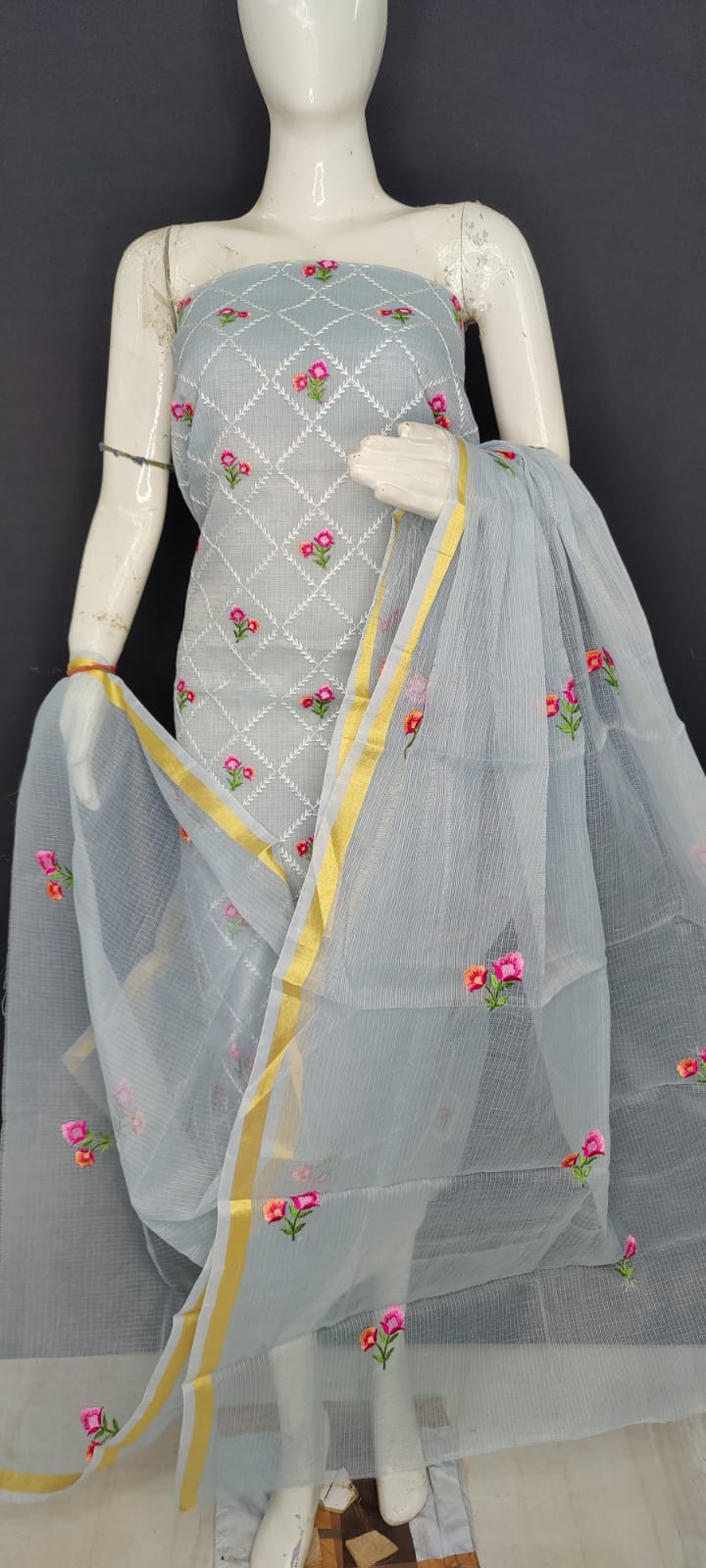 Pure Kota Doriya Suit With Embroidery Work Unstitched Suit