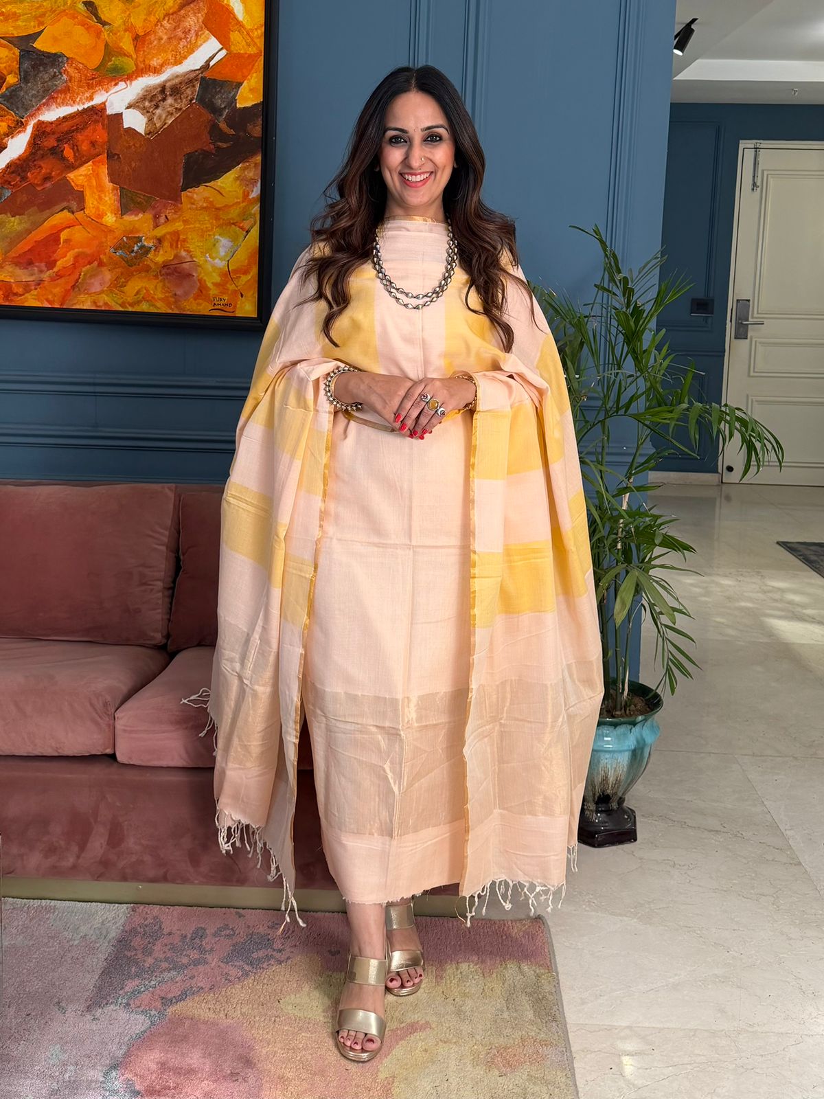 Pure Maheswari Silk Cotton Handwoven Unstitch Suit