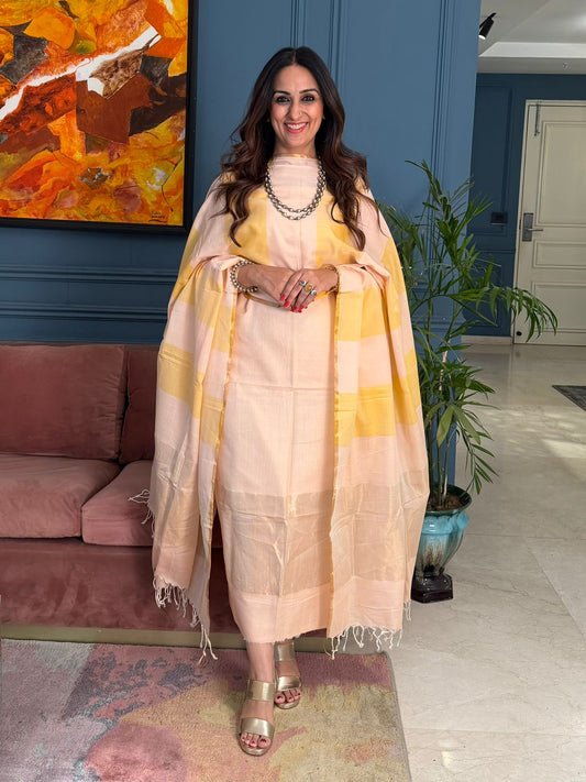 Pure Maheswari Silk Cotton Handwoven Unstitch Suit