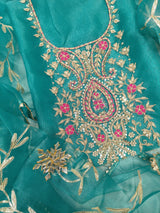 Pure Organza unstitched Suit With Gota Pati Work Dupatta