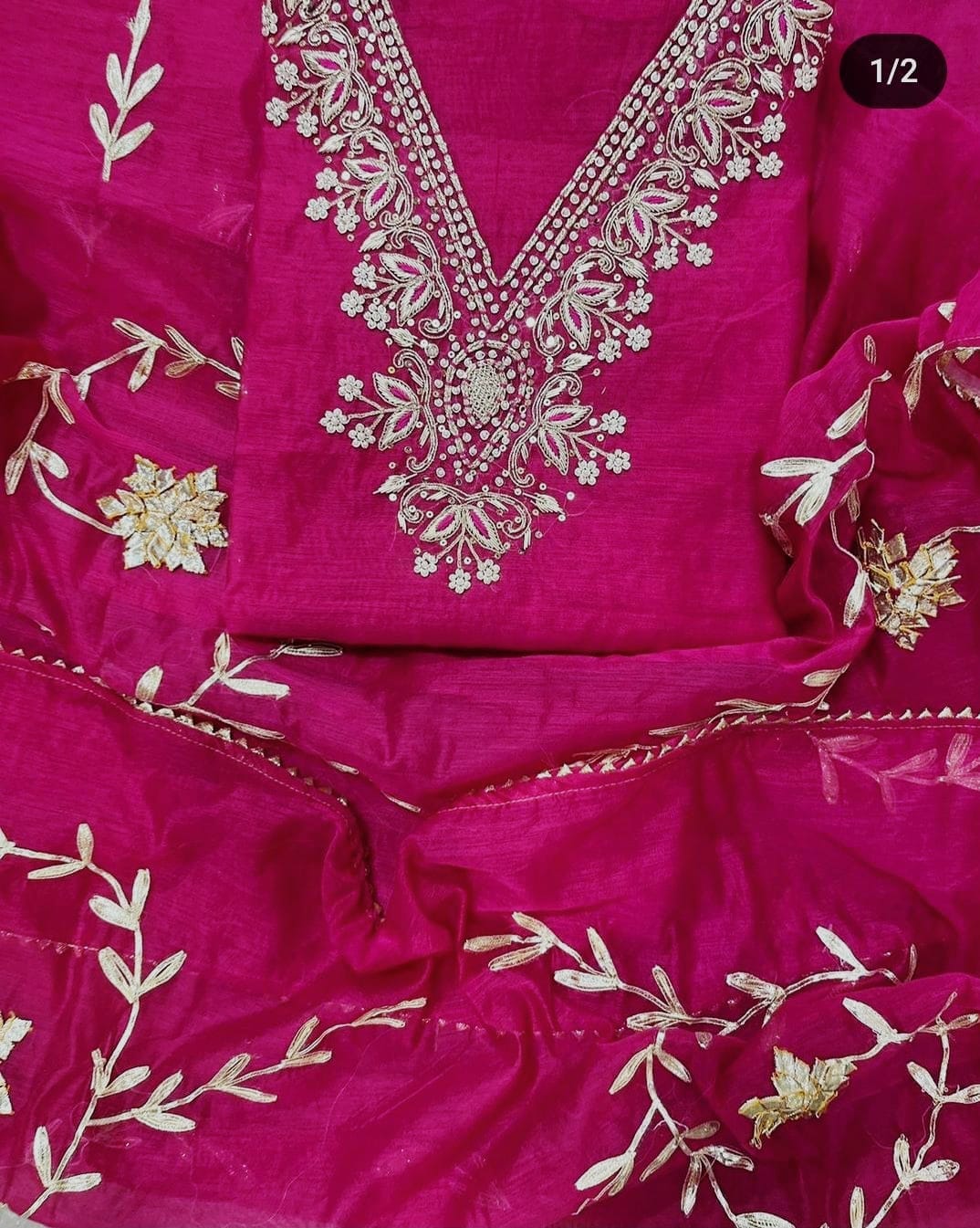 Pure Organza unstitched Suit With Gota Pati Work Dupatta