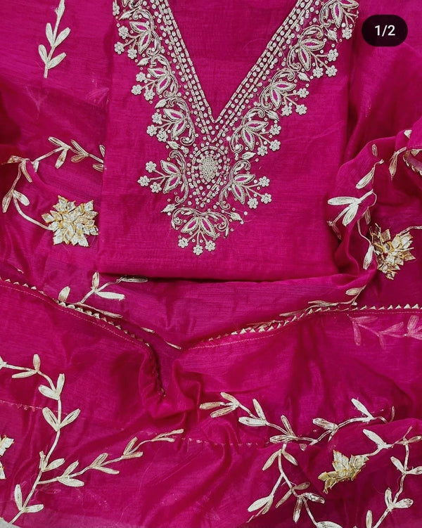 Pure Organza unstitched Suit With Gota Pati Work Dupatta