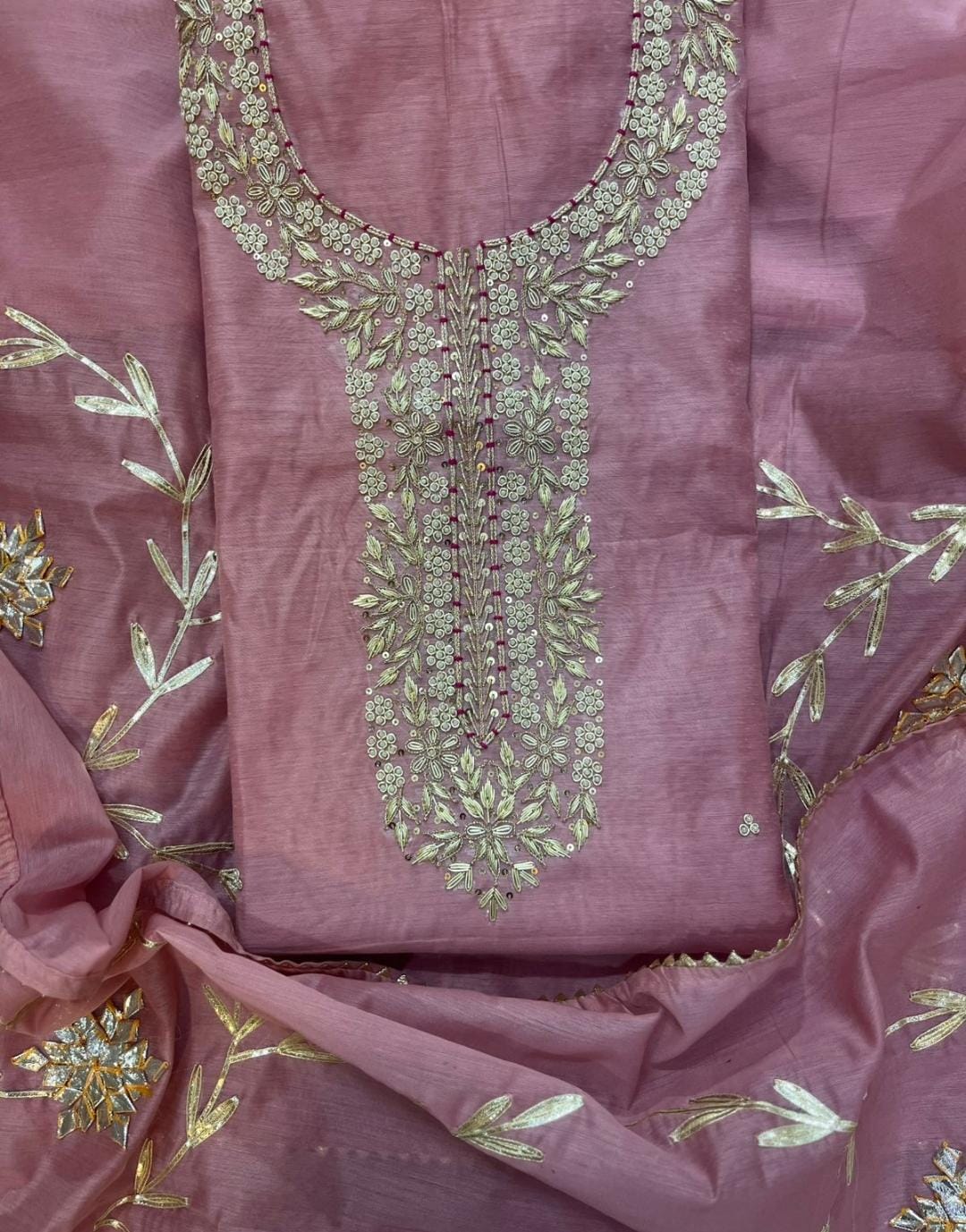 Pure Organza unstitched Suit With Gota Pati Work Dupatta