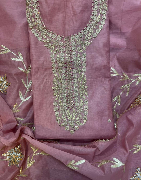 Pure Organza unstitched Suit With Gota Pati Work Dupatta