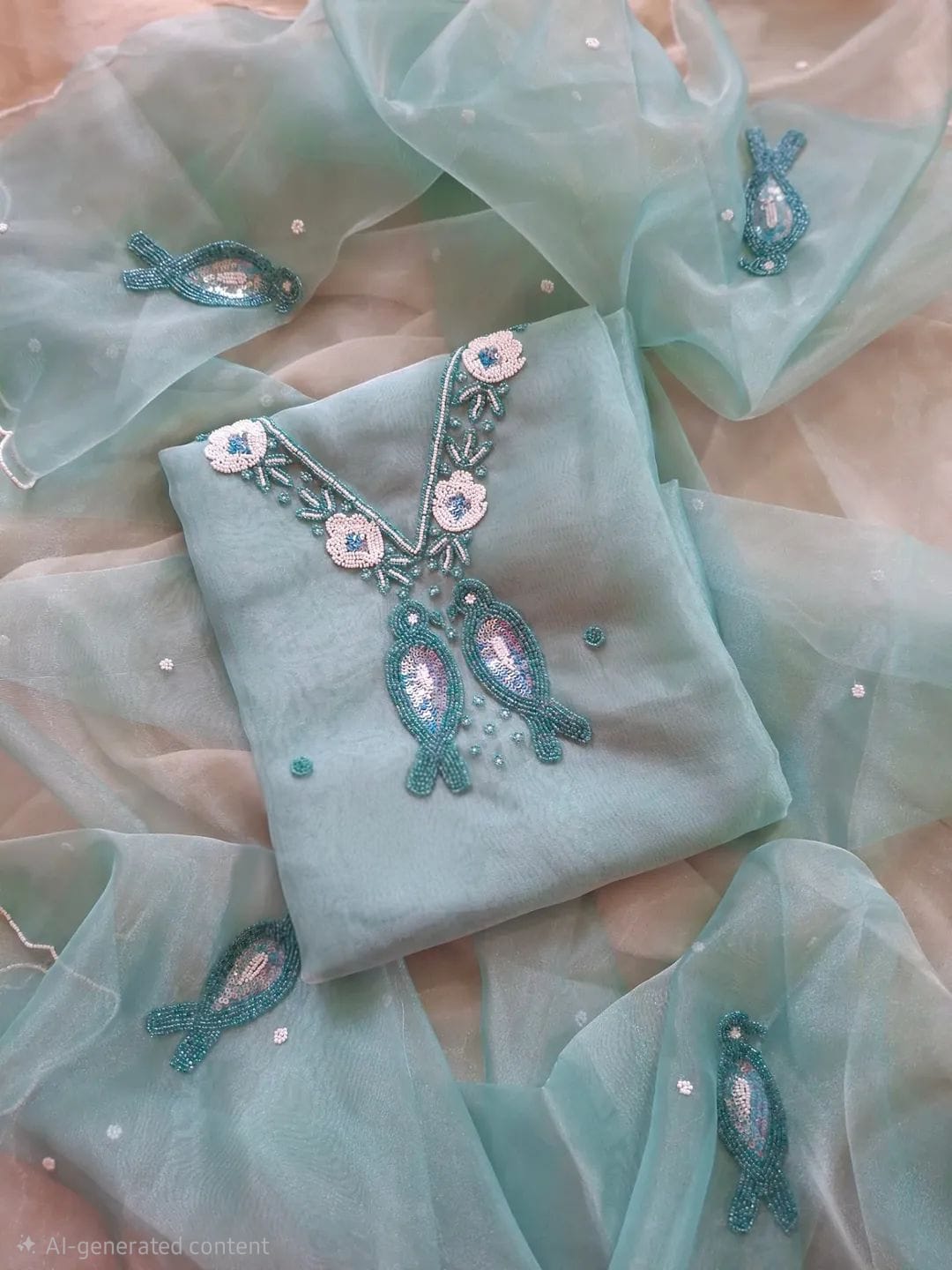 Pure Organza unstitched Suit With Gota Pati Work Dupatta