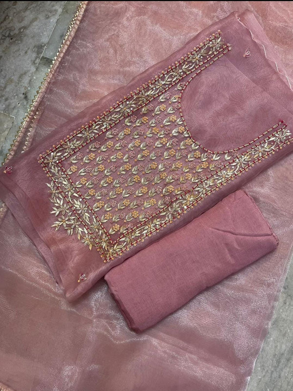 Pure Organza unstitched Suit With Gota Pati Work Dupatta