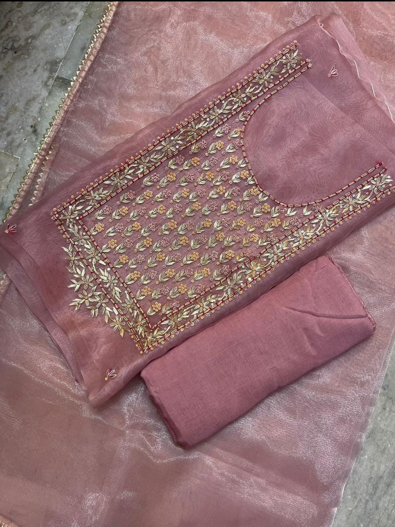 Pure Organza unstitched Suit With Gota Pati Work Dupatta