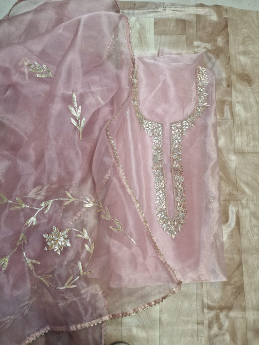 Pure Organza unstitched Suit With Gota Pati Work Dupatta