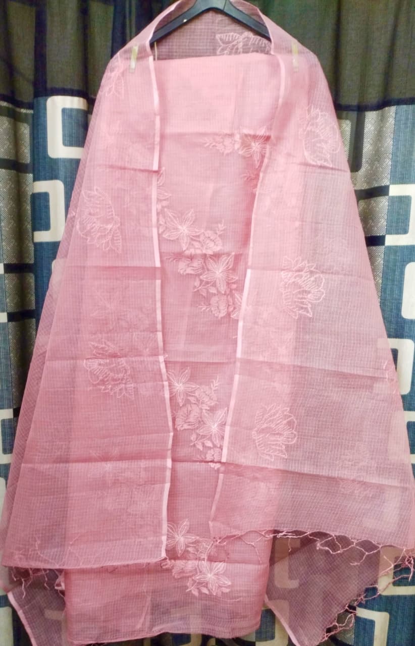 Pure Kota Doriya Unstitched Suit With Embroidery Work