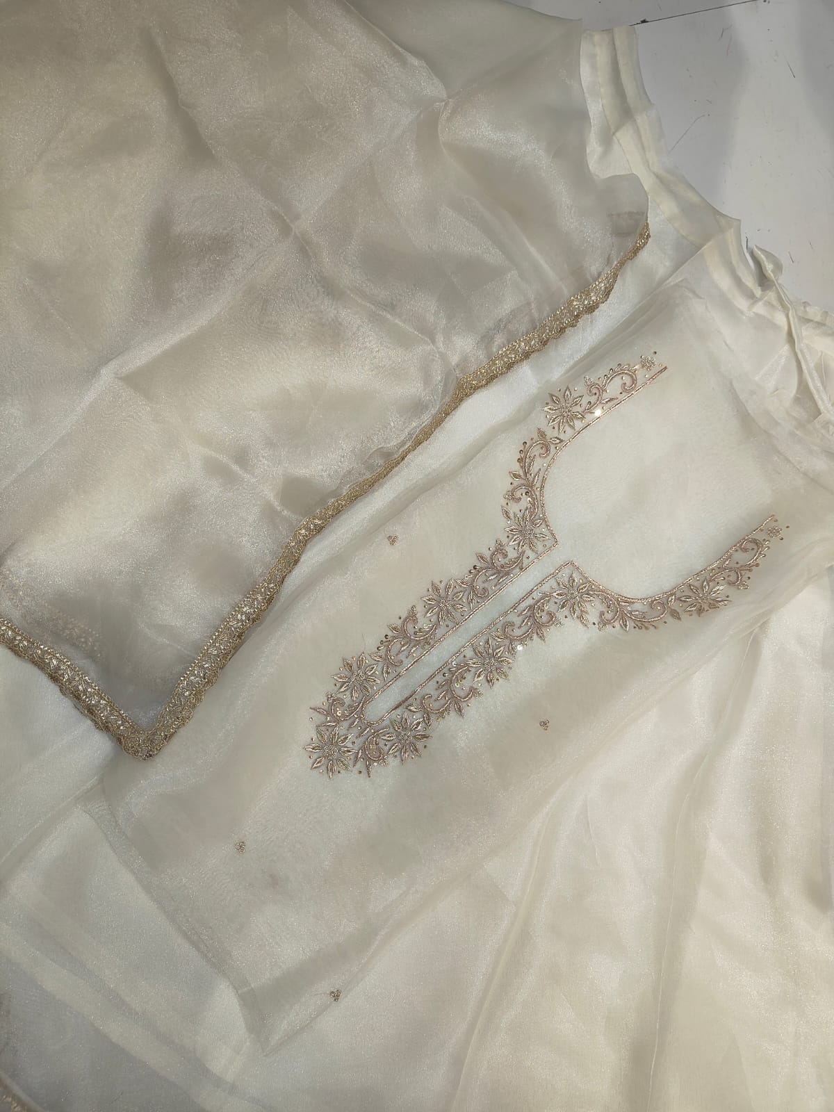 Pure Organza unstitched Suit With Gota Pati Work Dupatta