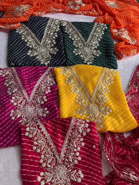 Pure Soft Georgette unstitched suit Zardogi Work With Dupatta