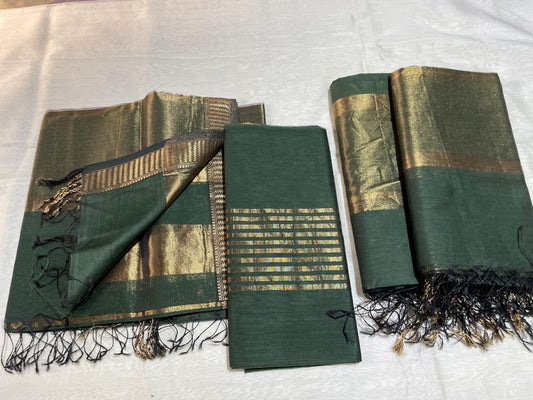 Pure Maheswari Silk Cotton Handwoven Unstitch Suit