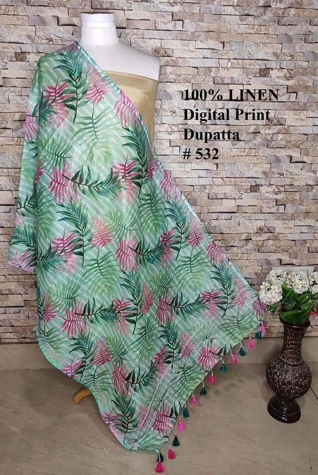 Pure Linen Digital Print Dupatta