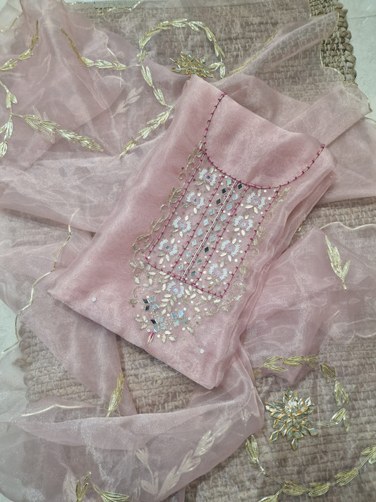 Pure Organza unstitched Suit With Gota Pati Work Dupatta