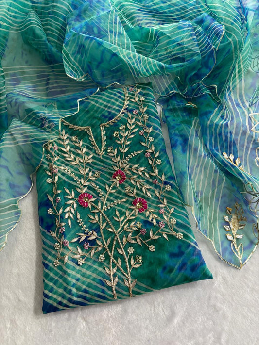 Pure Soft Georgette unstitched suit Zardogi Work With Dupatta