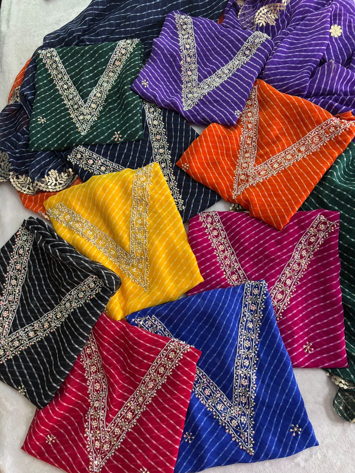 Pure Soft Georgette unstitched suit Zardogi Work With Dupatta