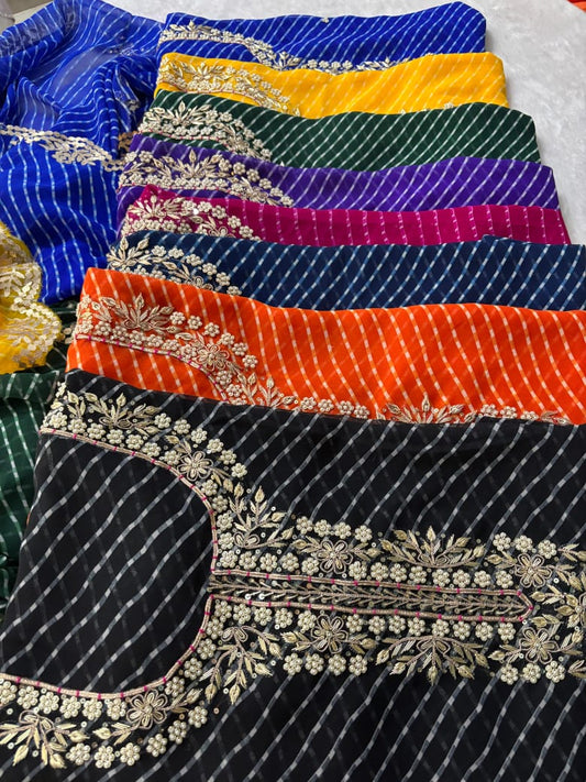 Pure Soft Georgette unstitched suit Zardogi Work With Dupatta