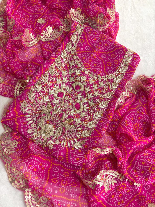 Pure Soft Georgette unstitched suit Zardogi Work With Dupatta