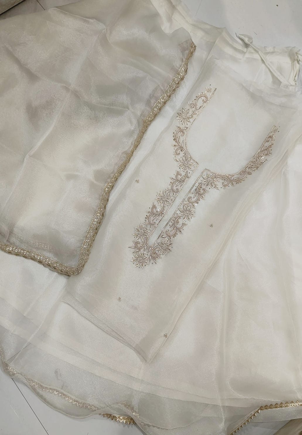 Pure Organza unstitched Suit With Gota Pati Work Dupatta