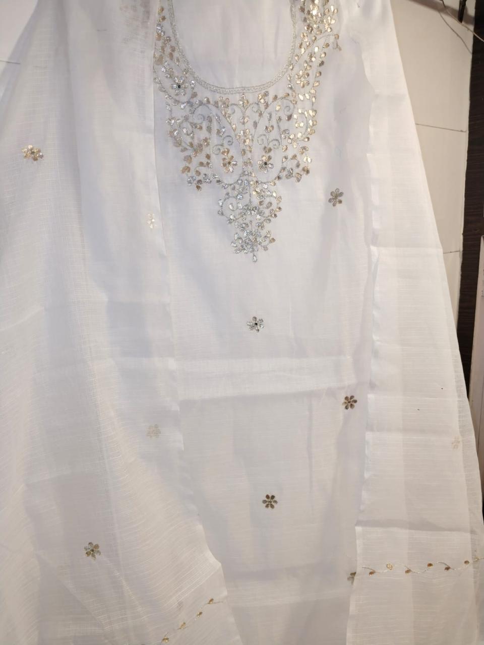 Pure Kota Doriya  Gotta Work Unstitch Suit With Gotta Patti Work Duppata