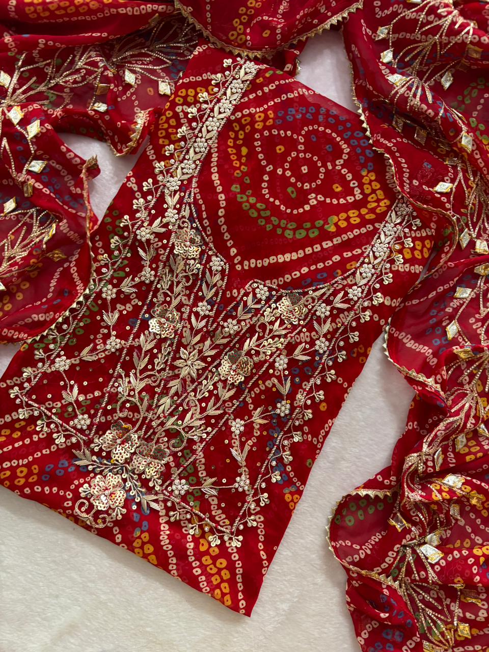Pure Soft Georgette unstitched suit Zardogi Work With Dupatta