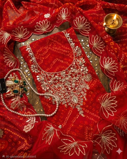 Pure Soft Georgette unstitched suit Zardogi Work With Dupatta
