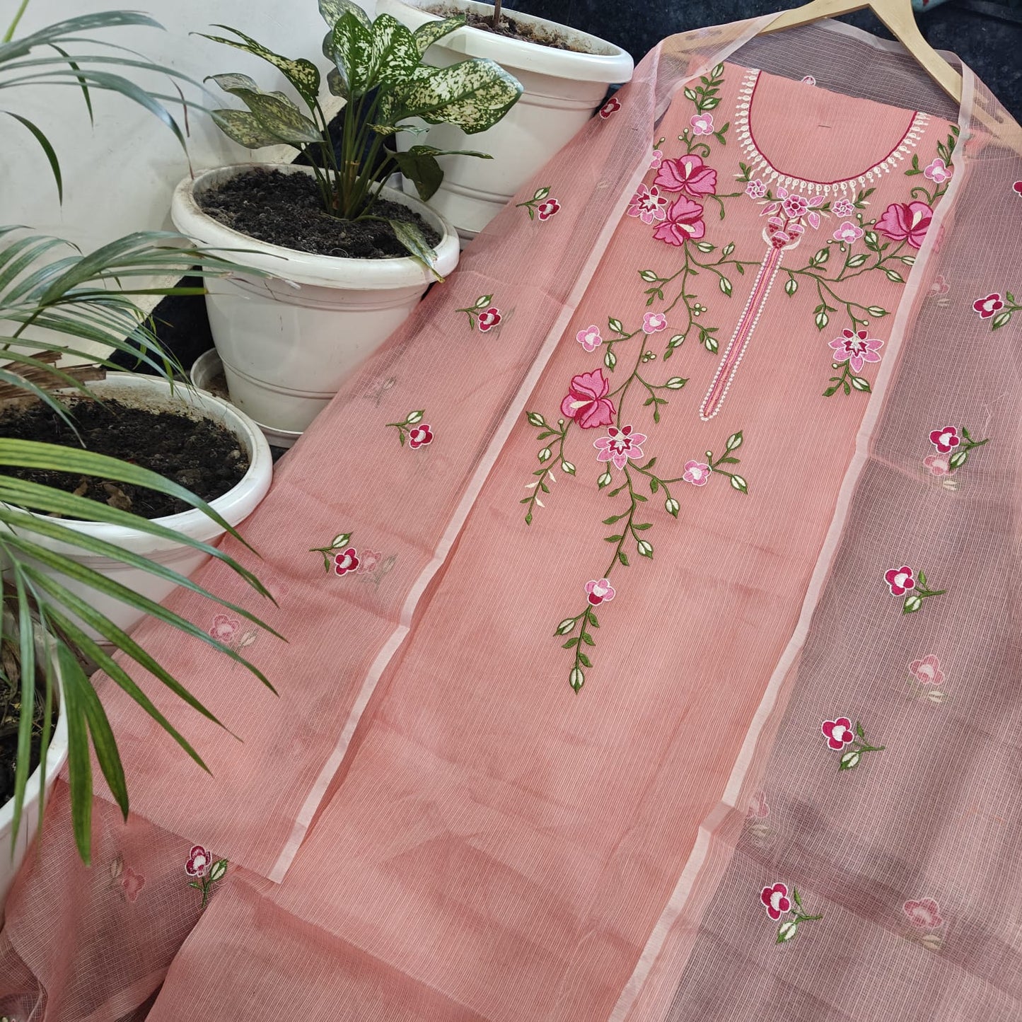 Pure Kota Doriya Suit With Embroidery Work Unstitched Suit