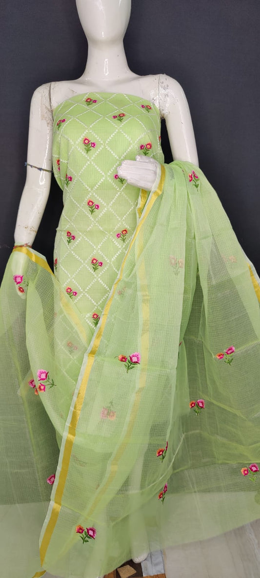 Pure Kota Doriya Suit With Embroidery Work Unstitched Suit