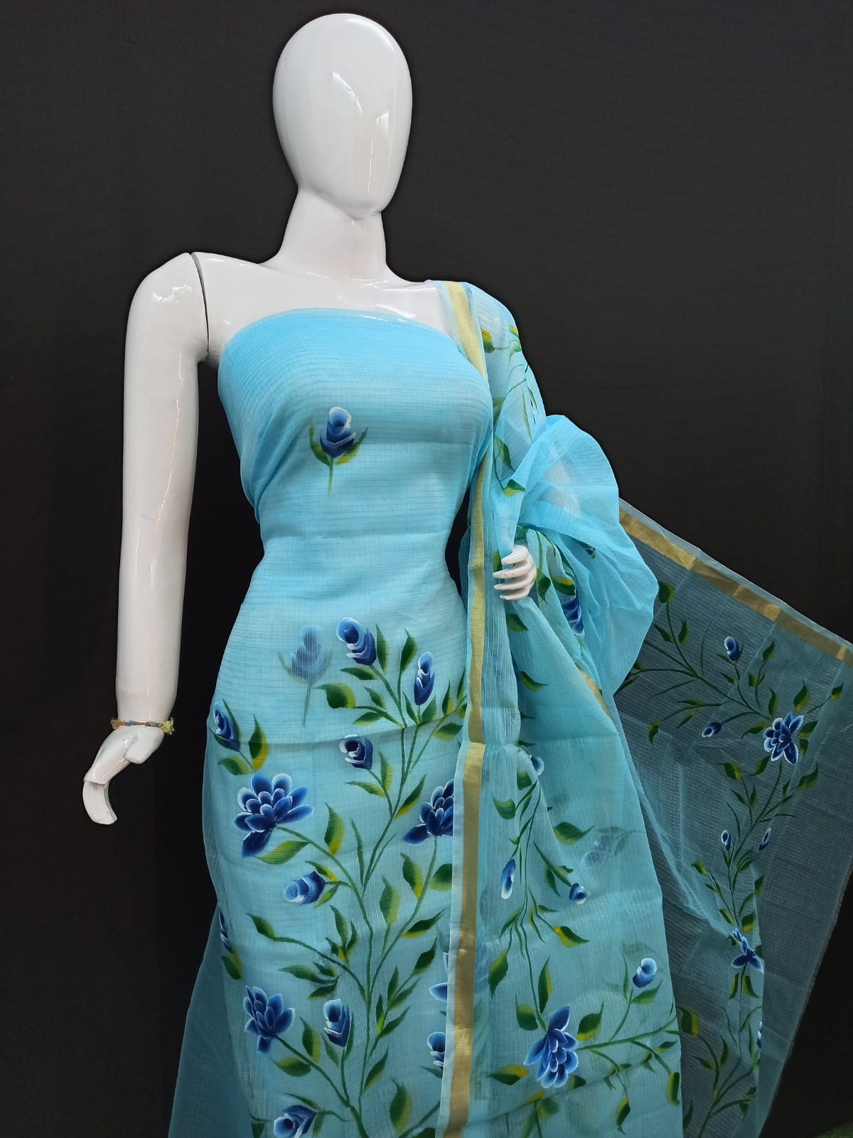 Pure Kota Doriya Suit With Embroidery Work Unstitched Suit