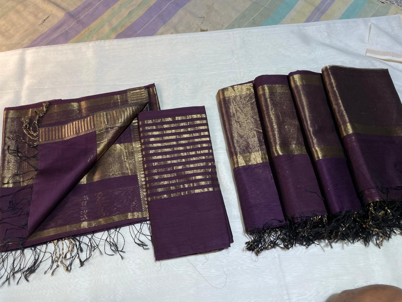 Pure Maheswari Silk Cotton Handwoven Unstitch Suit