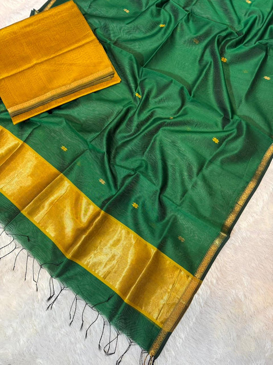 Pure Maheswari Silk Cotton Handwoven Unstitch Suit