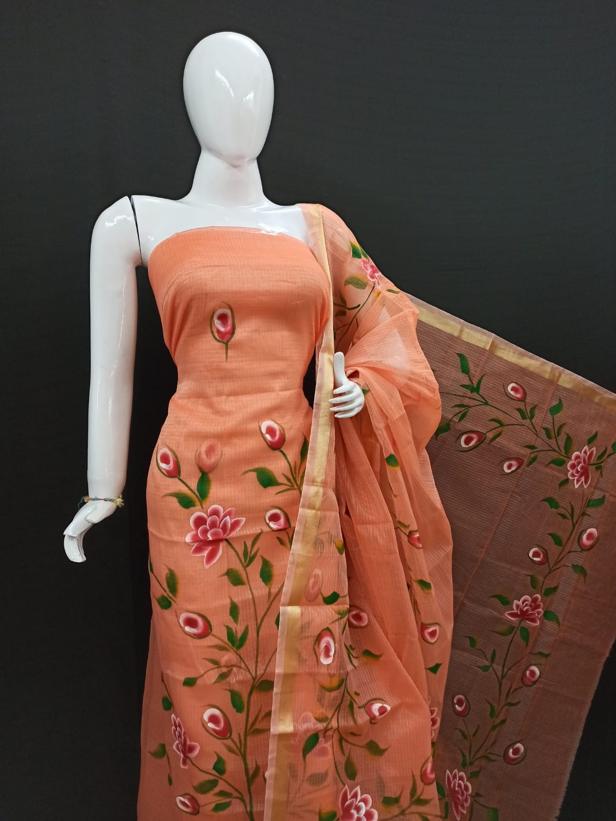 Pure Kota Doriya Suit With Embroidery Work Unstitched Suit