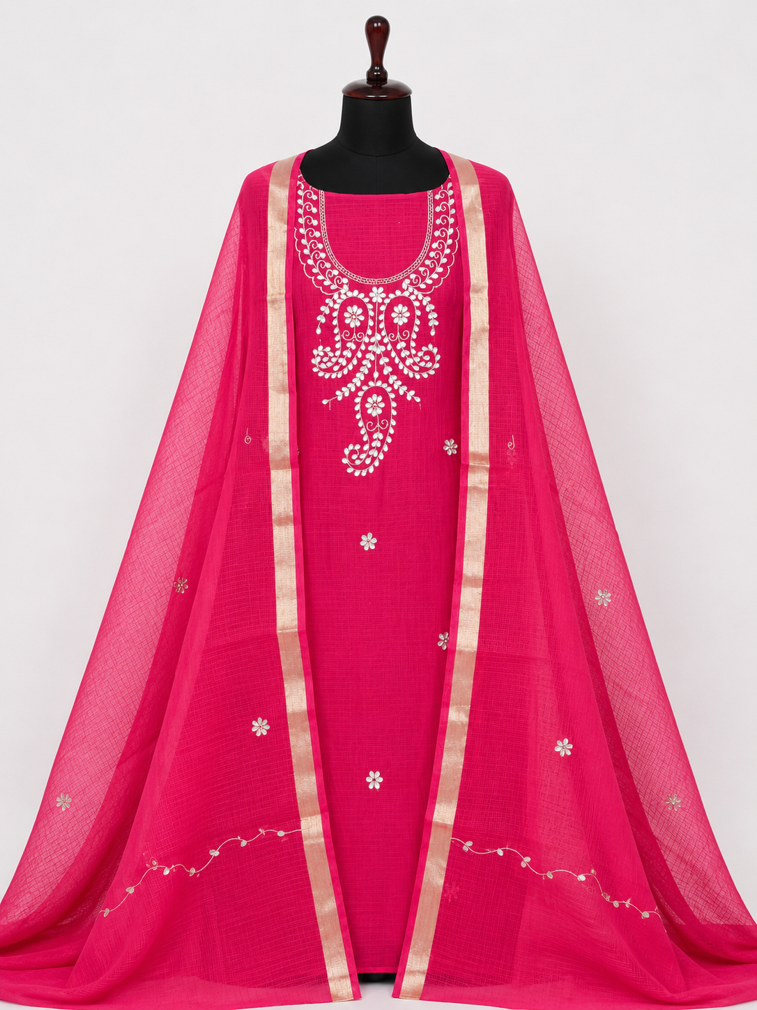 Pure Kota Doriya  Gotta Work Unstitch Suit With Gotta Patti Work Duppata