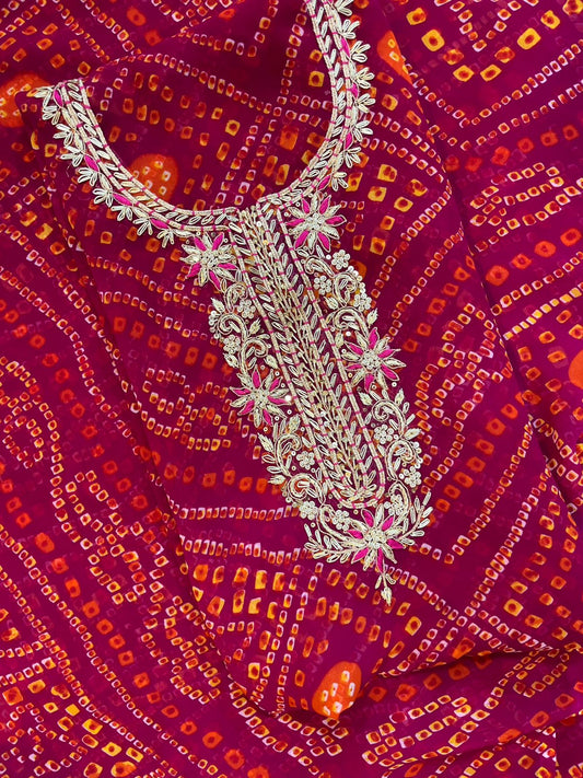 Pure Soft Georgette unstitched suit Zardogi Work With Dupatta