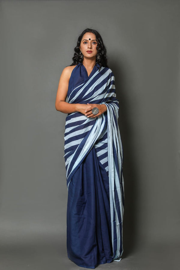 Pure Hand Printed Cotton Sarees With Blouse