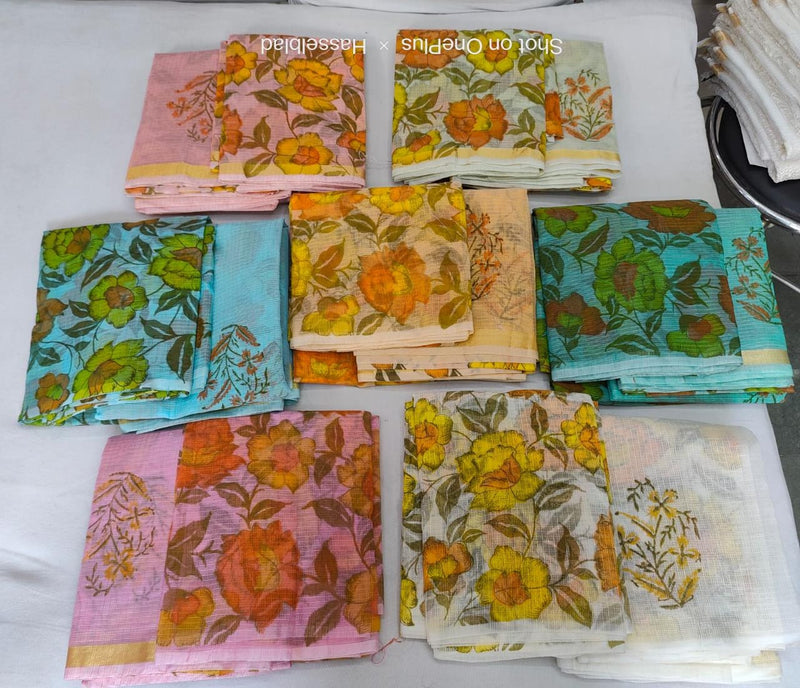 Pure Kota Doriya Hand Block Print Unstitched Suit With Dupatta (Without Bottom )