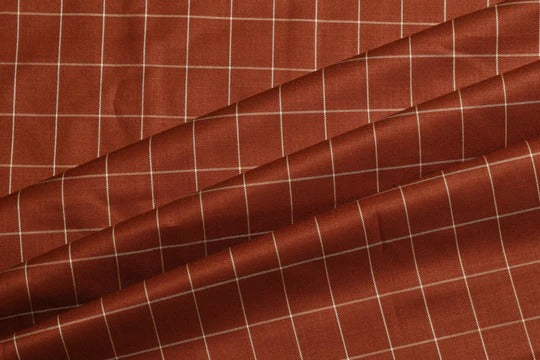 Beauty Bush Polyester & Viscose Checks Fabric